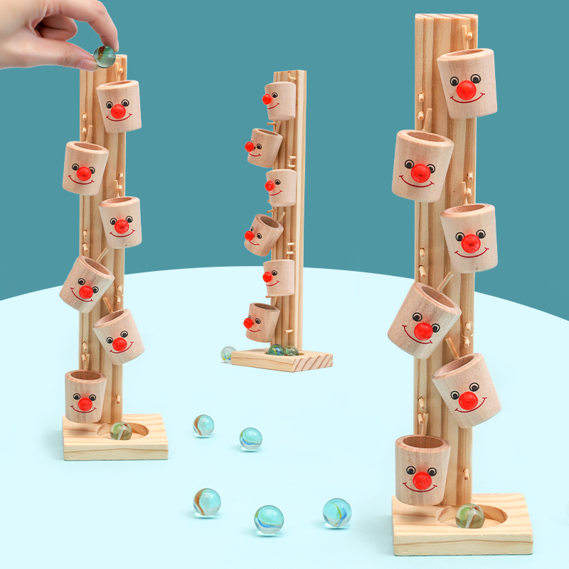Marble Run Set - Montessori Clown Pattern Blocks Tree Wooden