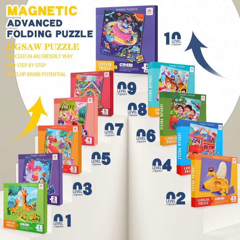 Kids Quiet Toys - Kids Magnetic Wooden Puzzle Cartoon Pattern