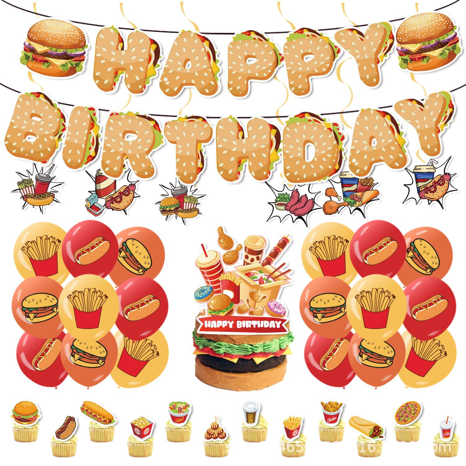 Hamburger Hot Dog Set Birthday - Banner Kids Toys ulasan dan harga