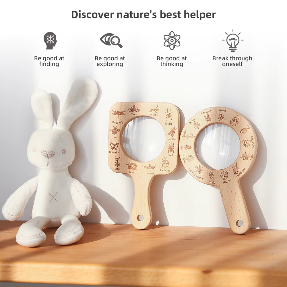 Wooden Magnifying Glass for Ki - Kids Toys Learning ulasan dan harga