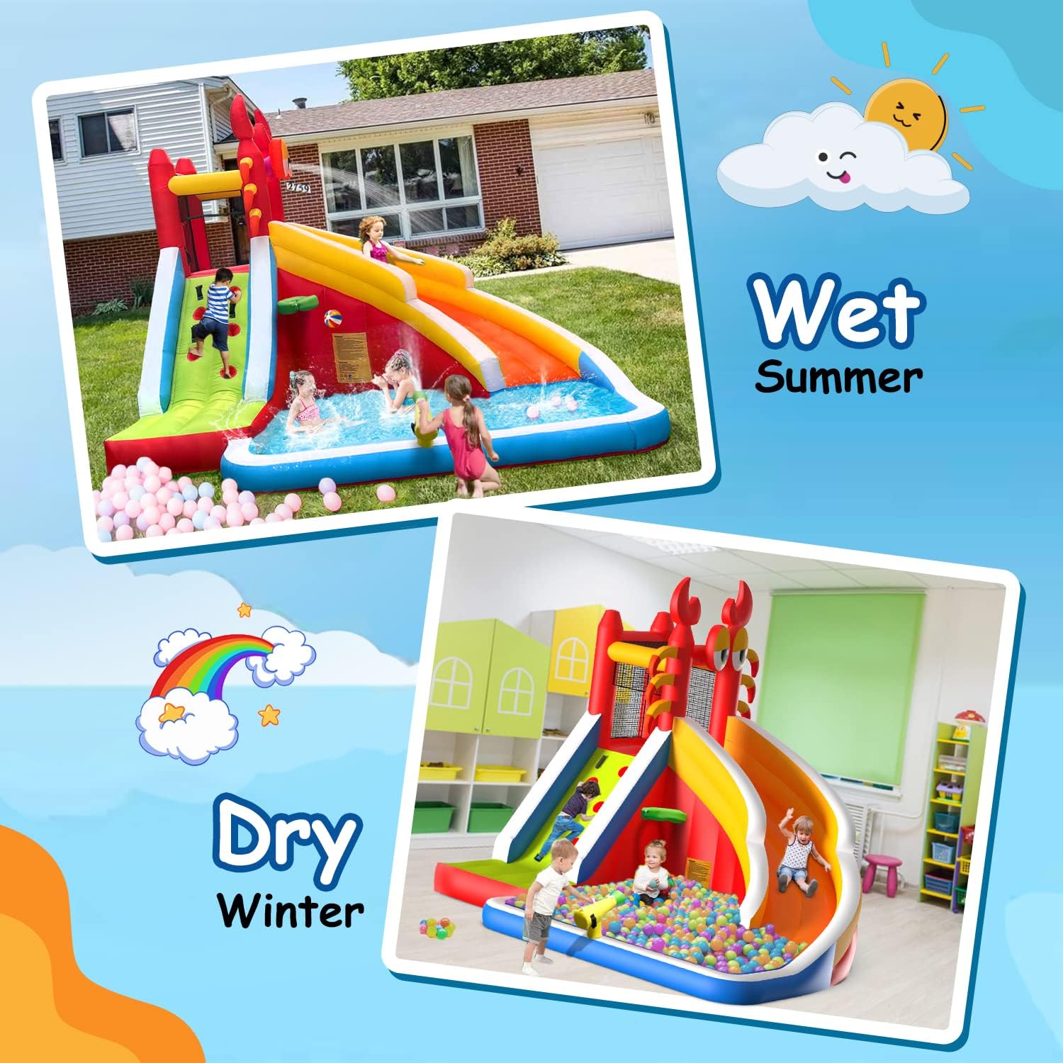 Large Inflatable Bounce House  - Basketball Hoop Kids Indoor ulasan dan harga