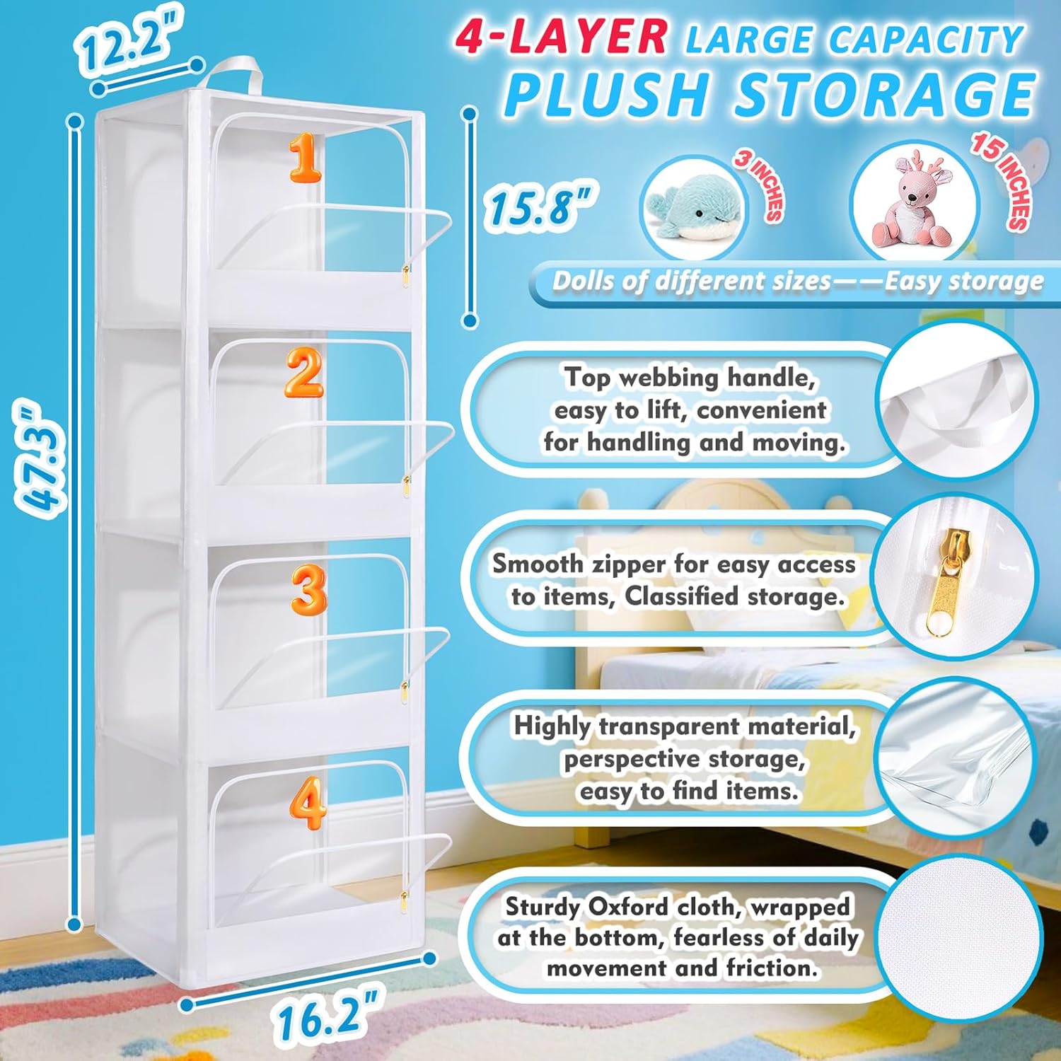 4-Tier Transparent Zipper Dust - Kids Storage Toys ulasan dan harga